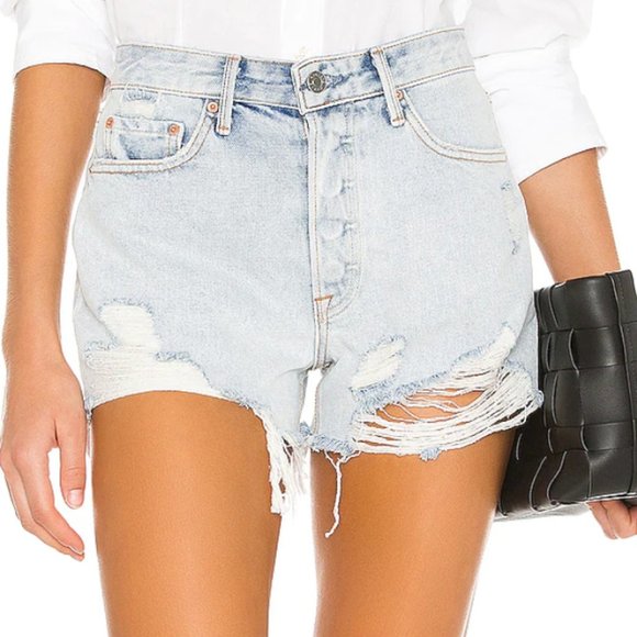 GRLFRND Distressed Helena high rise denim Shorts kiki size 26 - Picture 10 of 10